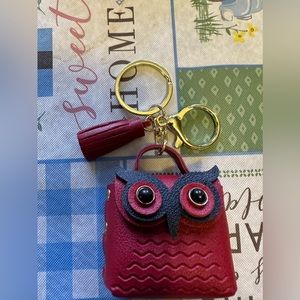 NWT red owl purse charm keychain small